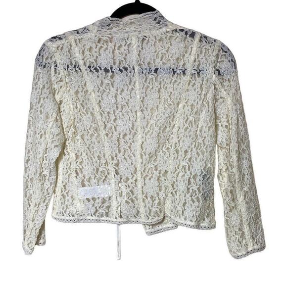 Evan Picone Lacey Cardigan Sheer Floral Tie Front Dress Jacket Top Size 6 Small - Picture 2 of 10